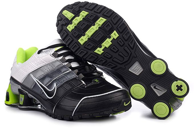 Mens Nike Shox Nz Shoes Black Grey White Green - Click Image to Close